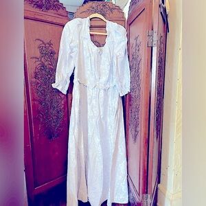 EShakti Cotton Dress NWOT pale blue stripe maxi  lined 18w flowers